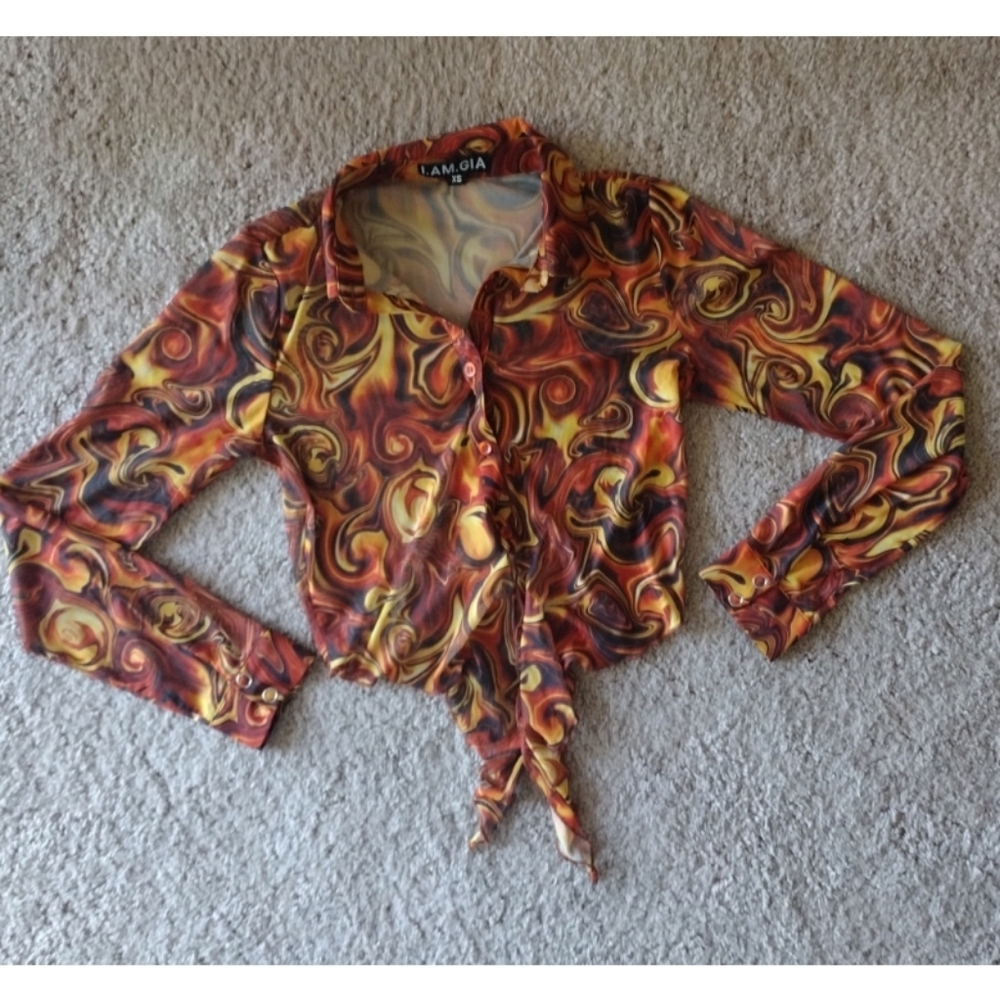 IAMGIA Swirl Print Amber Color Long Sleeve Size XS